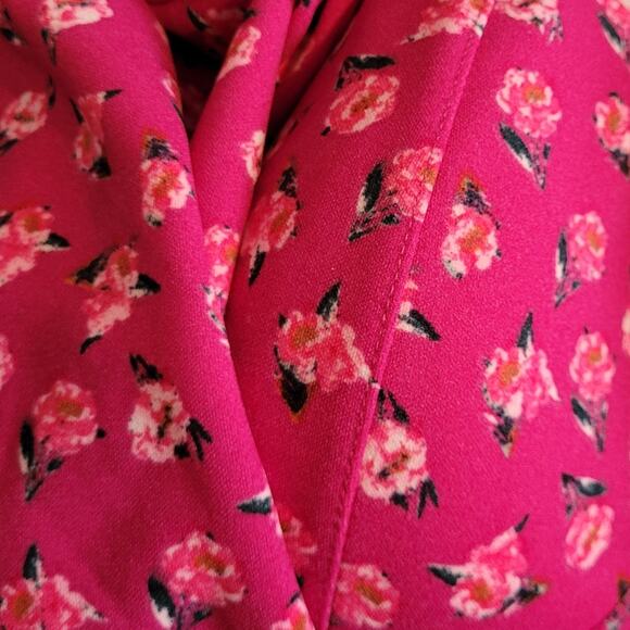 Madden NYC Pink Floral Mini Dress Sz 2X Scoop Back Built-In Bra Stretch Quietlux - Picture 5 of 10